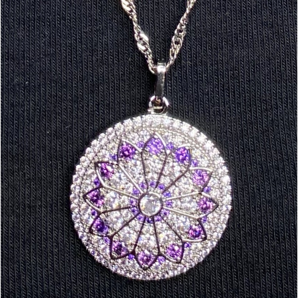 Silver Geometric, cubic zirconia necklace, pendant